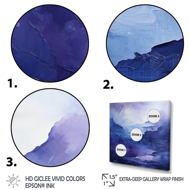 Designart "Indigo Dreams I" Abstract Landscape Framed Canvas Art Print