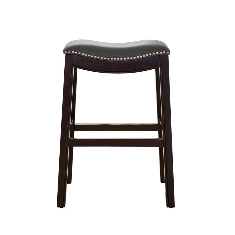 Julian 26" Espresso Counter Height Bar Stool with Gray Faux Leather Seat