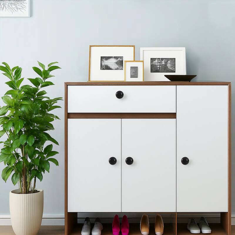 Round Cabinet Knobs - 1.06 Inch Gold/Black Drawer Pulls