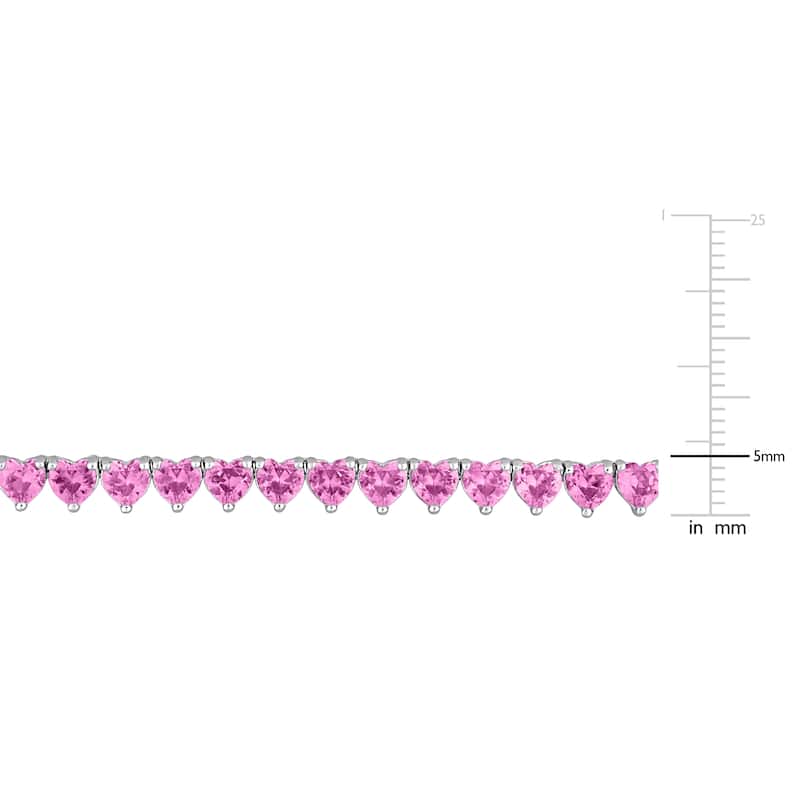 Miadora 31.2ct TGW Created Pink Sapphire Necklace in Sterling Silver