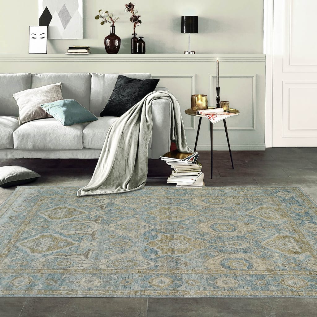 Multi Size Navy Hand Knotted Traditional Oushak Wool Oriental Area Rug