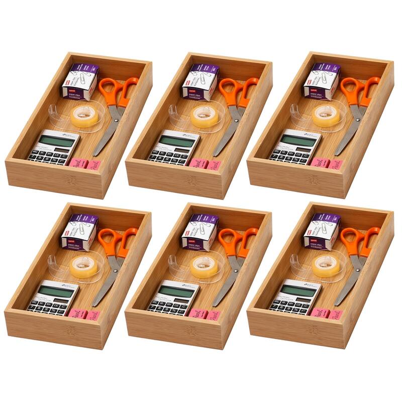 YBM Home Bamboo Kitchen Drawer Organizer Storage Box (Set of 6),