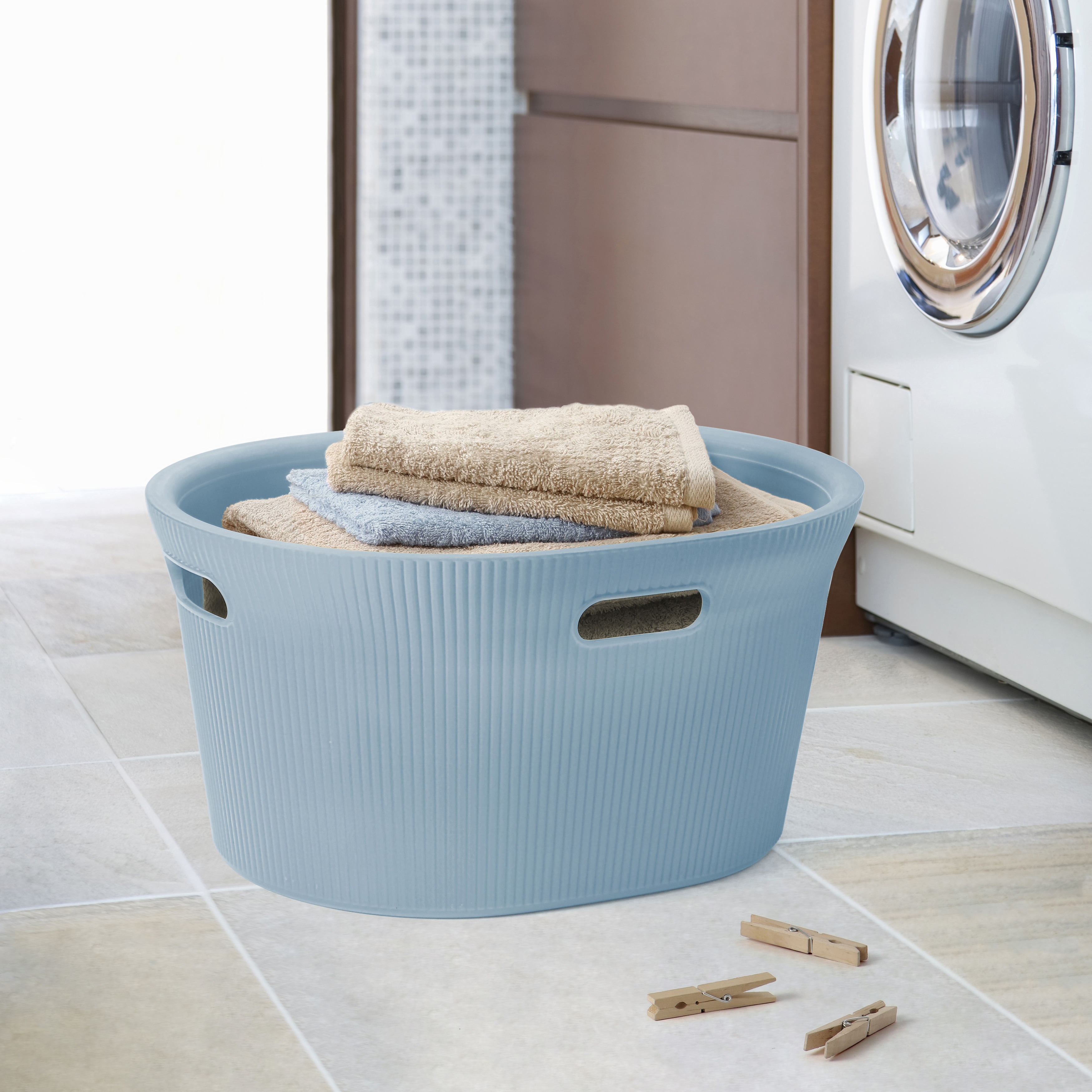 Superio Decorative Ribbed Laundry Basket with Cutout Handles 35 L 10.5 H x 20.5 W x 16.5 D On Sale Bed Bath Beyond 39179117