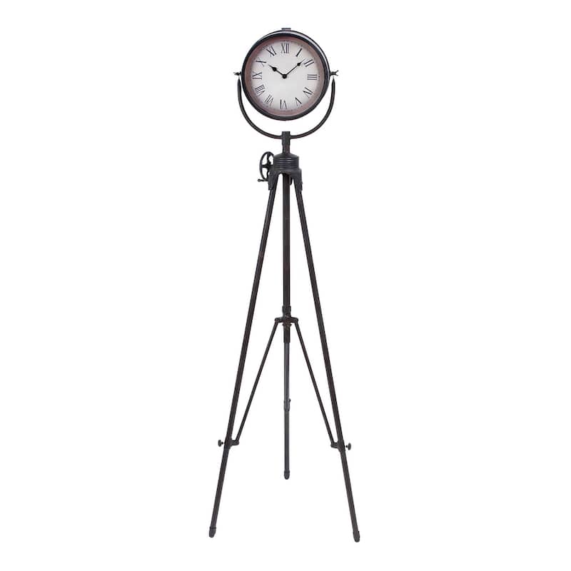 Black Metal Tall Tripod Decorative Clock