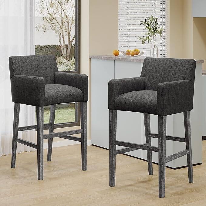 Modern 30" Bar Stools with Padded Seat Backrest, Solid Wood Frame for Dining Room Living Room and Bar Counter