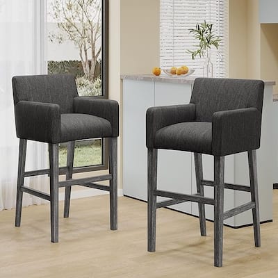 Modern 30" Bar Stools with Padded Seat Backrest, Solid Wood Frame for Dining Room Living Room and Bar Counter