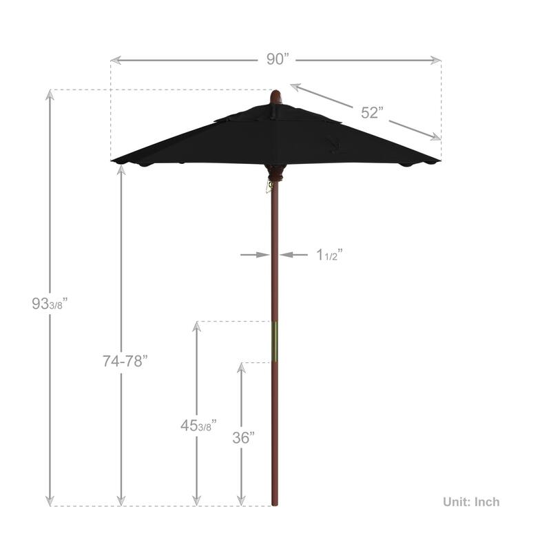Port Lavaca 7.5ft Round Sunbrella Wooden Patio Umbrella by Havenside Home, Base Not Included