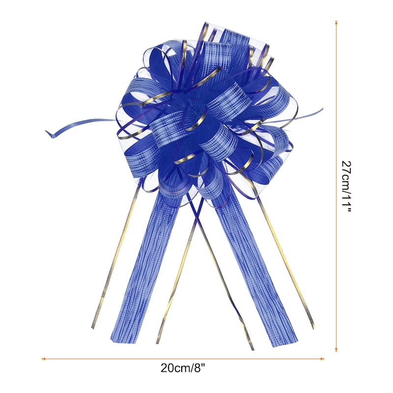 20pcs Large Pull Bow Gift Wrapping Bows Ribbon Organza - Blue - 8 Inch