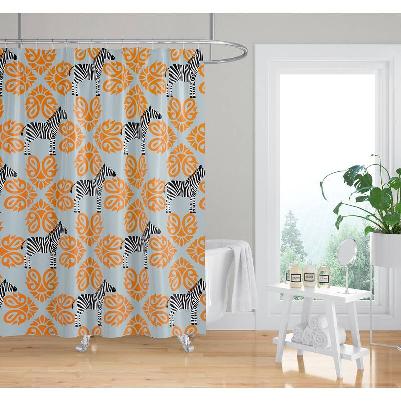 ZEBRA HERD BLUE GREY Shower Curtain By Kavka Designs Bed Bath