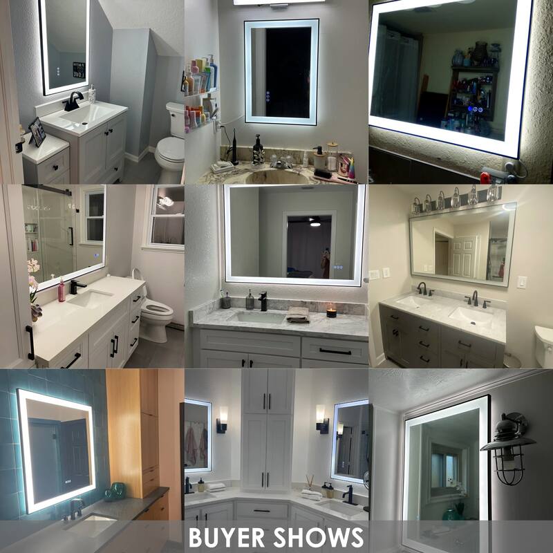 Rectangular Aluminum Framed Backlit and Front Light LED Wall Bathroom Vanity Mirror - N/A