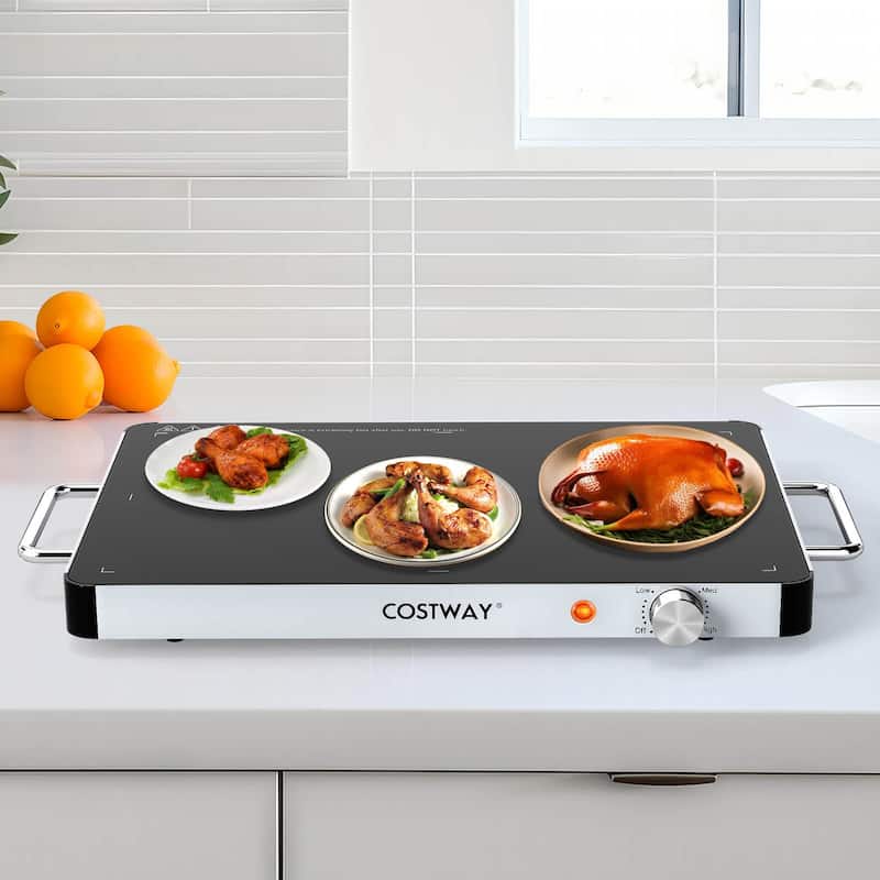 Costway 1/2/3/4PCS 16" x 12" Electric Warming Tray Tempered Glass Food