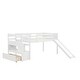 preview thumbnail 5 of 16, Wooden Twin Size Low Loft Bed Frame with Slide, Drawer, Stairway Storage and Full-length Guardrails for Kids, Teens
