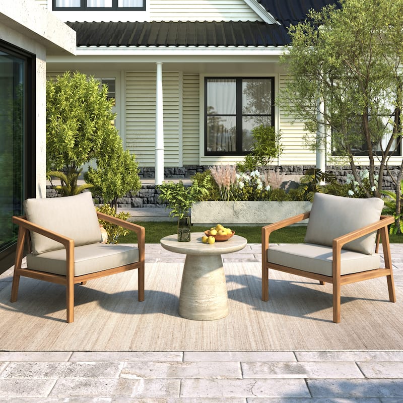 Christopher Knight Home - Westin Outdoor Acacia Wood Club Chair with Cushions Set of 2 (Only Chair) - Teak+Beige