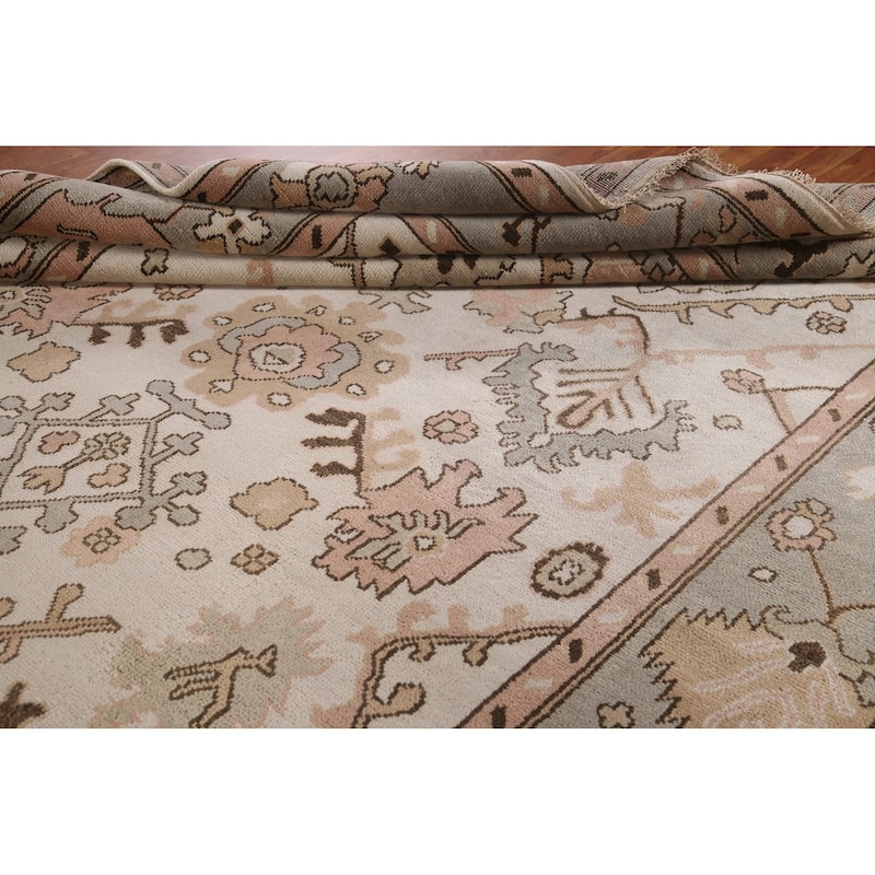 All-Over Oushak Living Room Area Rug Handmade Wool Carpet - 9'0"x 11'9"