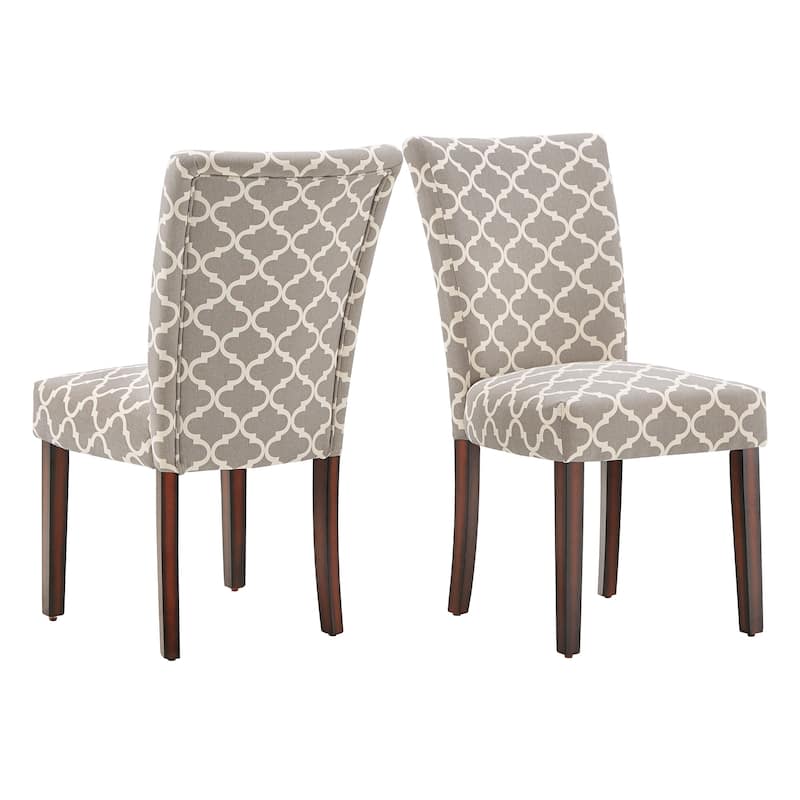 Catherine Moroccan Pattern Fabric Parsons Dining Chair (Set of 2) by iNSPIRE Q Bold - Grey