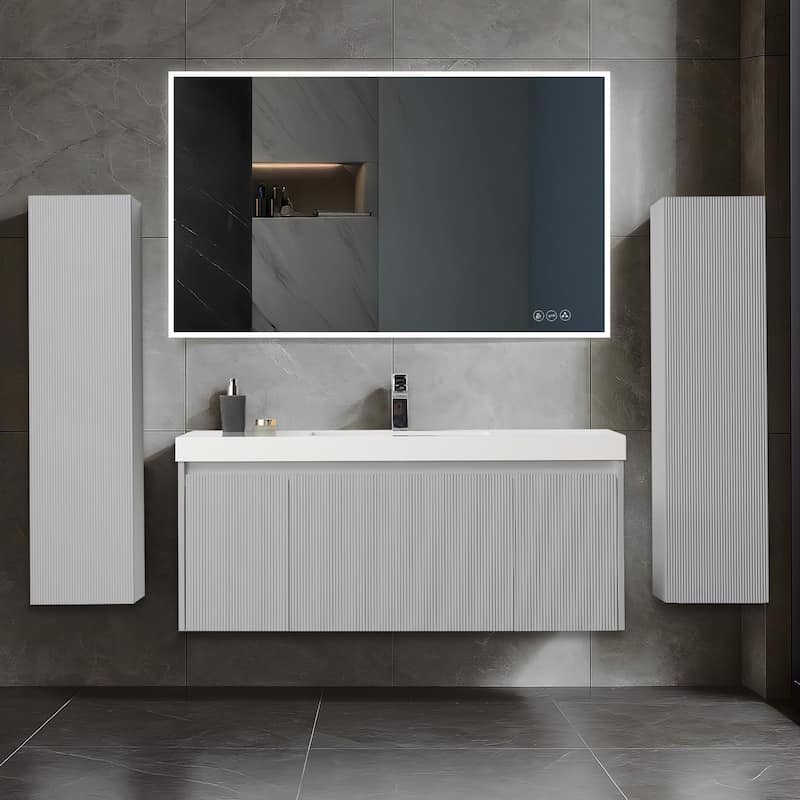 Blossom Positano 48" Floating Vanity with Sink & 2 Side Cabinets - Light Grey