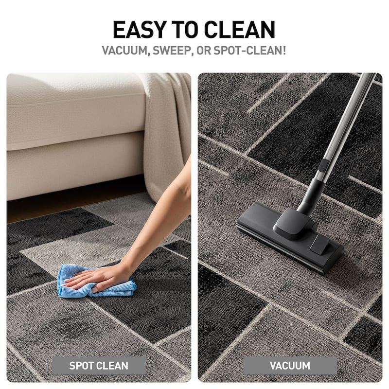 Modern Linear Area Rug for Living Room, Bedroom, or Entryway - Low Pile Indoor Rug