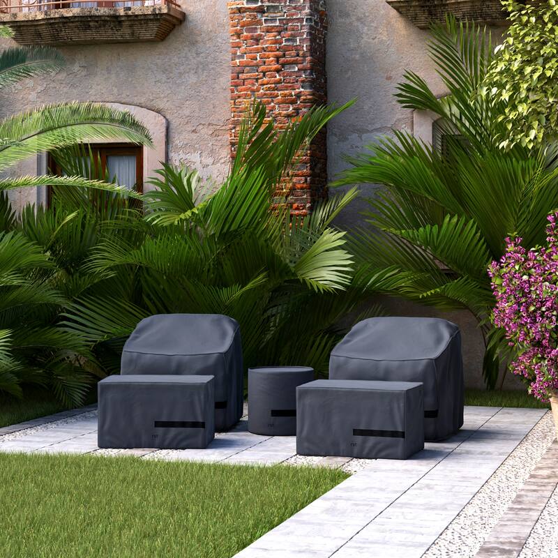 Venetia 5 Piece Polyester Outdoor Patio Club Chair Deluxe Furniture Cover - Grey