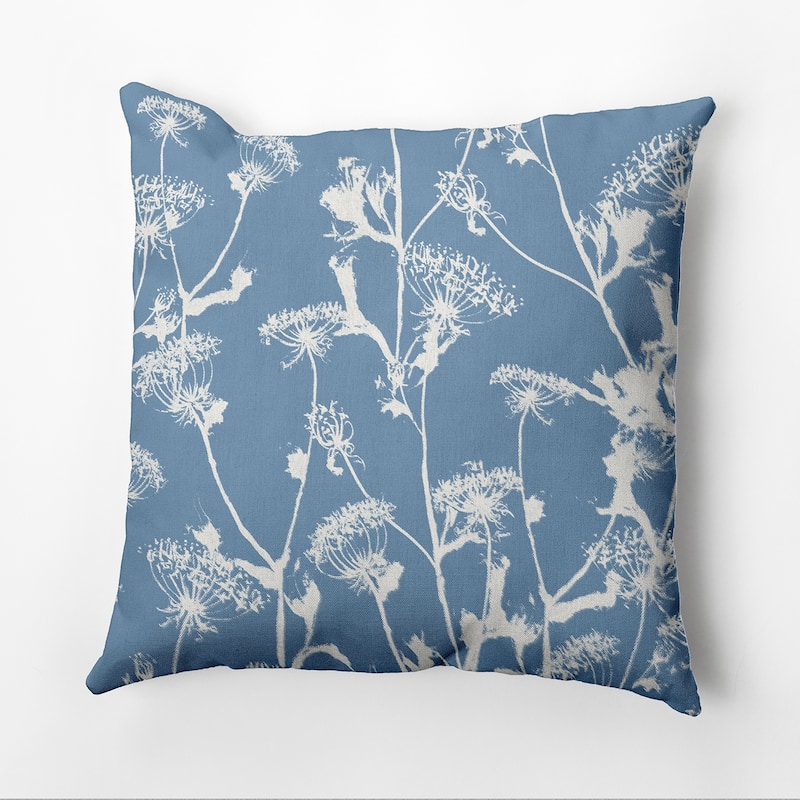 Windy Blossom Faux Linen Pillow - 18" x 18" - Blue