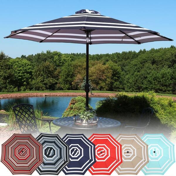 Shop Black Friday Deals On Sunnydaze 9 Foot Aluminum Patio Umbrella With Push Button Tilt Crank 9 Ft Overstock 15362904