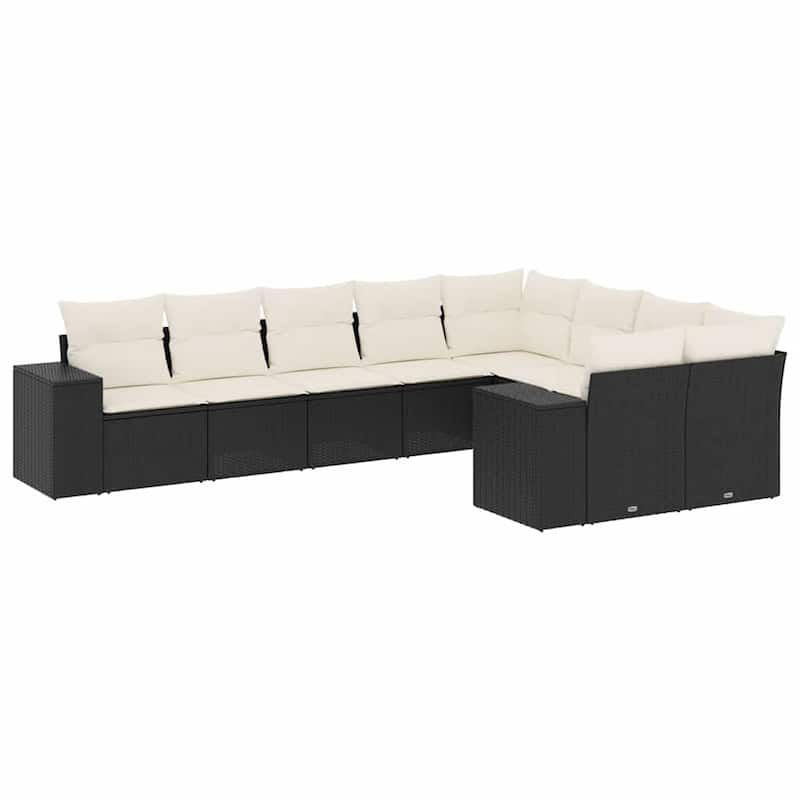 vidaXL Garden Sofa Set Black PE Rattan Large Modular Garden Sofa Set - 24.4 x 32.7 x 27.2