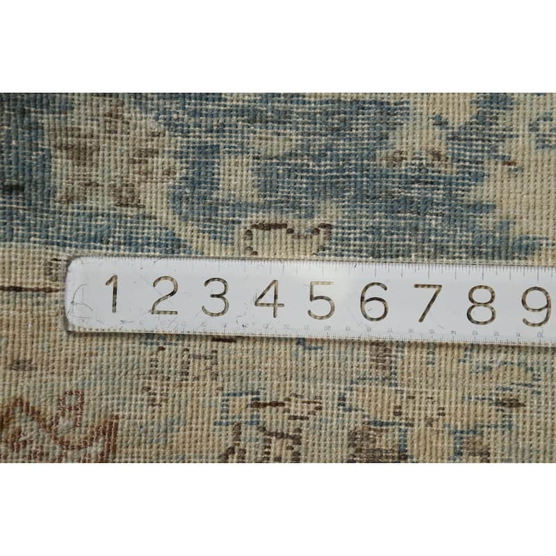 Hand Knotted Oriental 100% Wool Carpet Transitional All-Over Navy Blue & Blues Oushak Runner Rug - 11' 7'' X 3' 2''