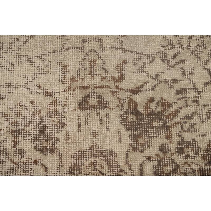 Distressed Anatolian Turkish Vintage Rug Handmade Beige Wool Carpet - 6'6" x 9'8"