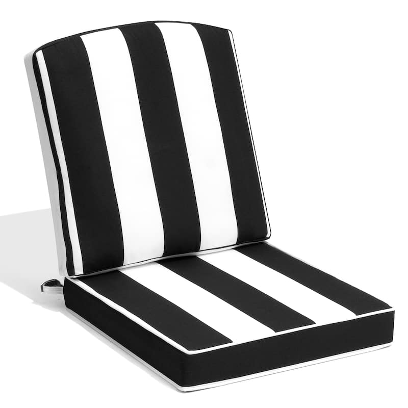 21 W in x 22 D in Outdoor Deep Seat Chair Cushion Set Dining Patio Chair Pad Set - 1-Seater - Black&White