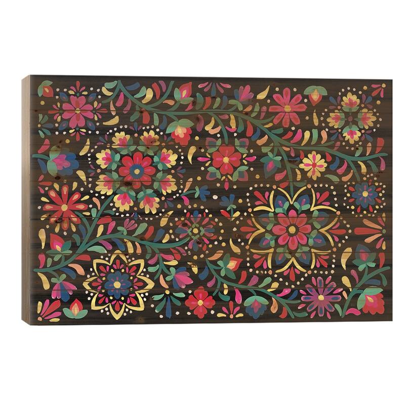 Floral Fiesta I Print On Wood by Laura Marshall - Multi-Color - 26x40x1.5