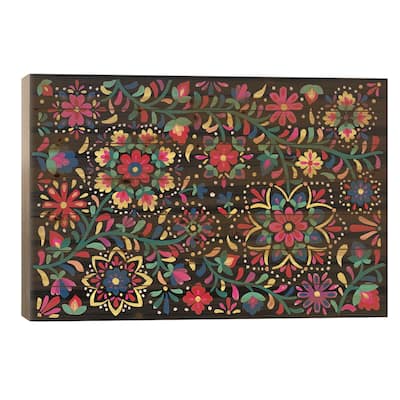 Floral Fiesta I Print On Wood by Laura Marshall - Multi-Color