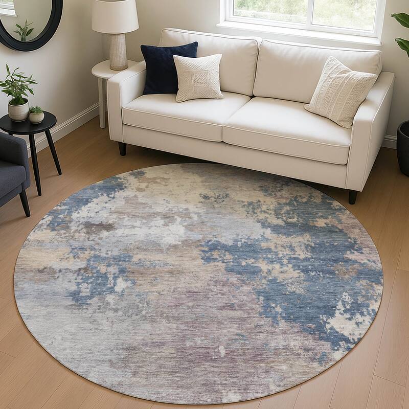 Machine Washable Indoor/ Outdoor Modern Contemporary Chantille Rug