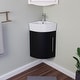 preview thumbnail 7 of 10, Corner Vanity Sink Myrtle 16.5" White Porcelain Sink With Black Cabinet, Faucet And Drain Renovators Supply