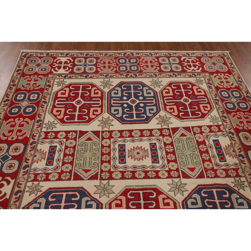 Traditional Oriental Kazak Area Rug Handmade Wool Carpet - 6'5" x 9'2"