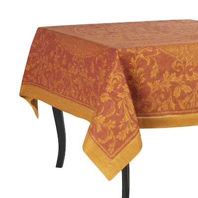 French Home Linen 71" x 112" Renaissance Tablecloth - Warm Sienna and Saffron