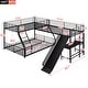 preview thumbnail 4 of 6, L-Shaped Twin Over Full Metal Bunk Bed with Loft, Desk & Slide