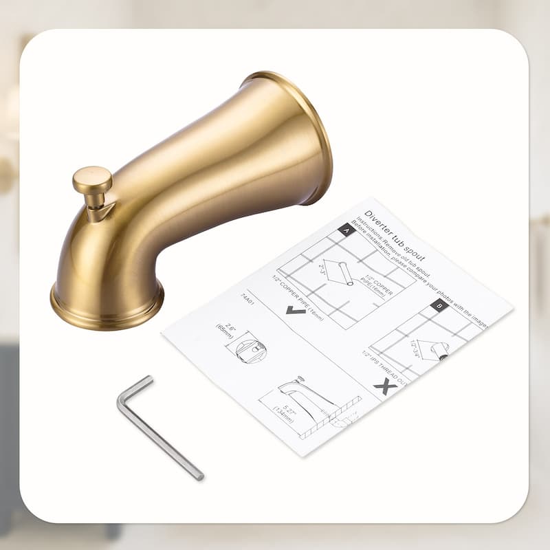 WOWOW Modern Style Bathtub Spout with Integrated Diverter