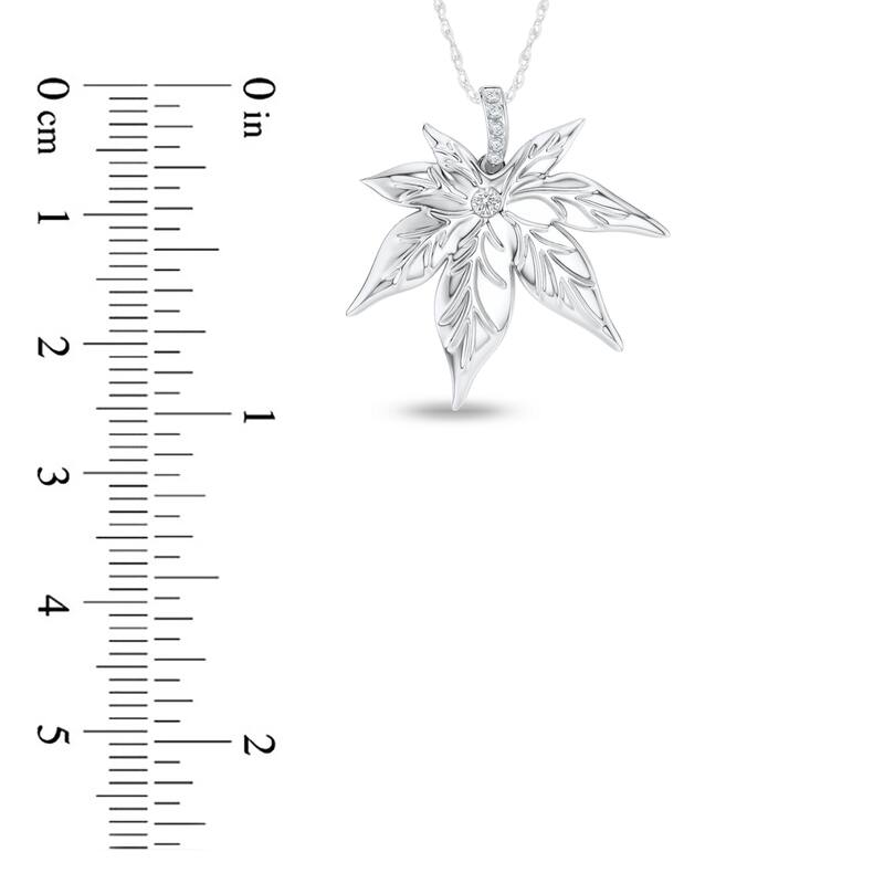 1/20ct TDW Diamond Maple Leaf Pendant Necklace in Silver for Women - White