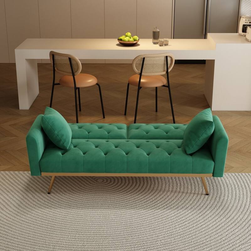 Sofa Bed 68.3" Velvet Tufted Back Convertible Sofa