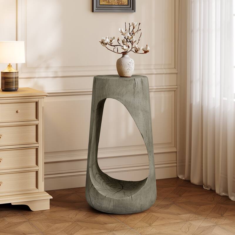 Modern Artistic Accent Table Side Table Hollow Design End Table - Grey