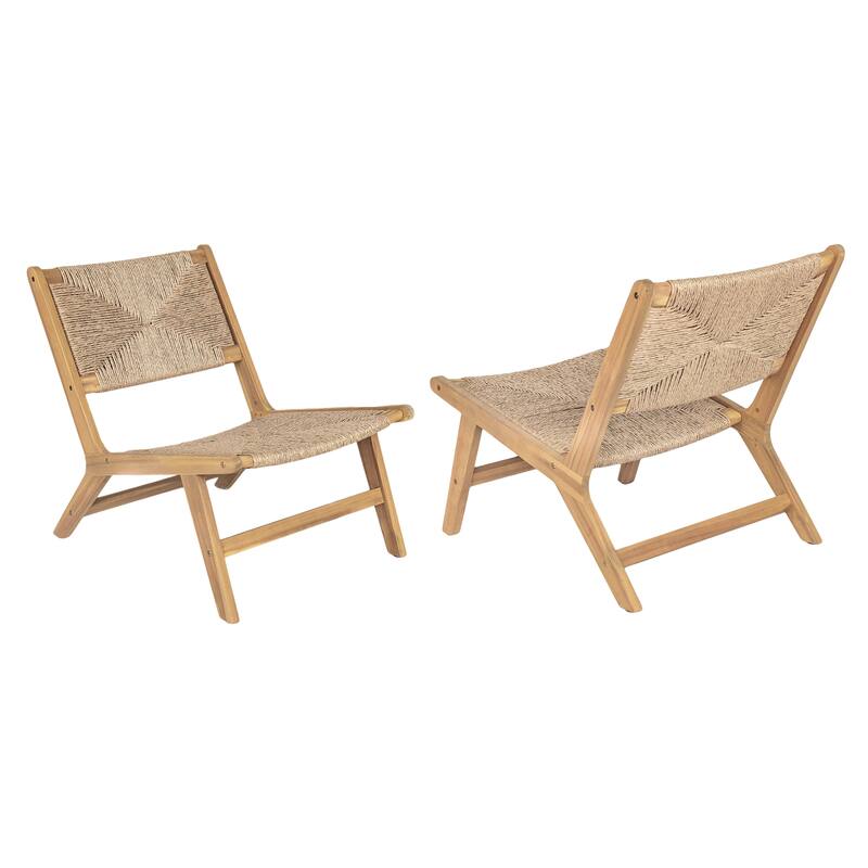 Christopher Knight Home-Mark Acacia Wicker Patio Lounge Chair Set of 2