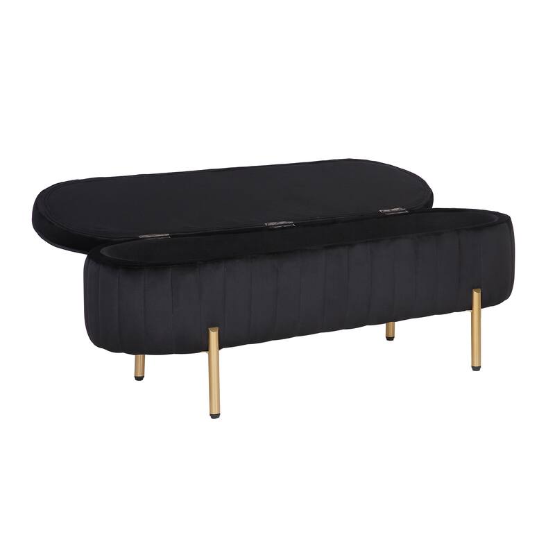 Porthos Home Vrai Storage Ottoman Bench, Velvet and Gold Legs