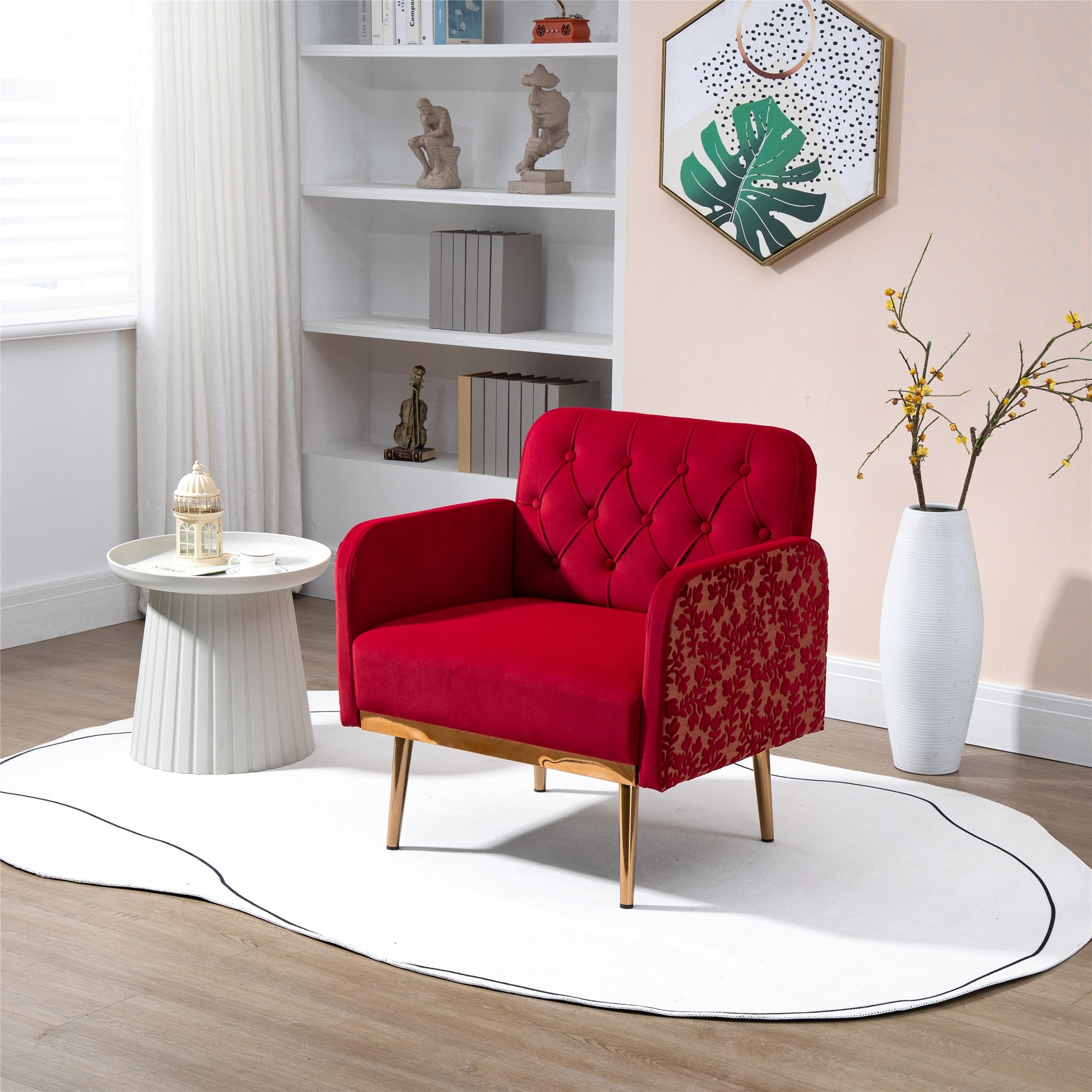 Red velvet lounge clearance chair