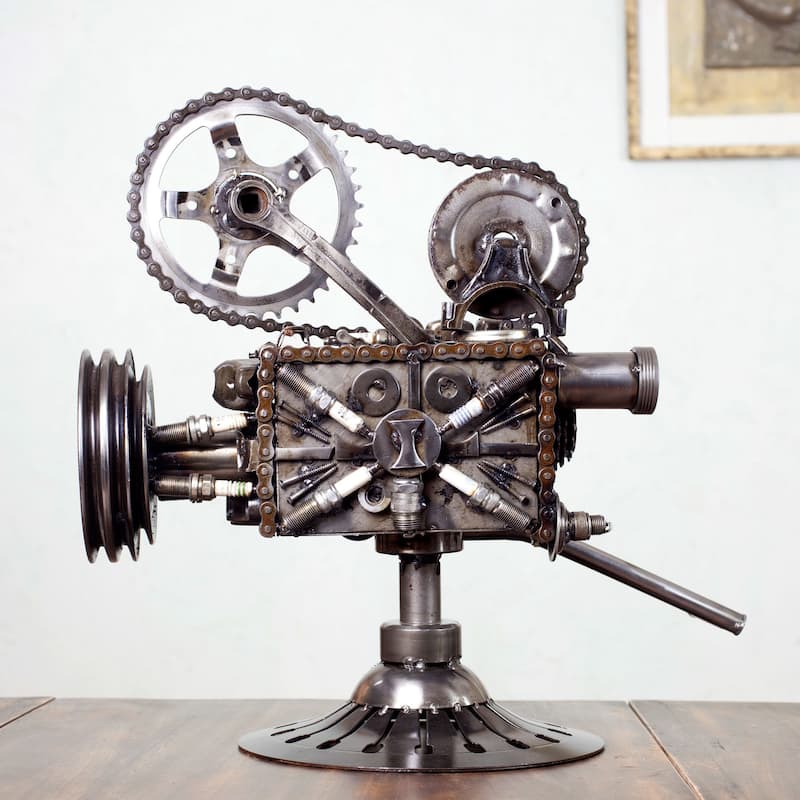 Handmade Rustic Film Projector Auto Parts Sculpture (Mexico)