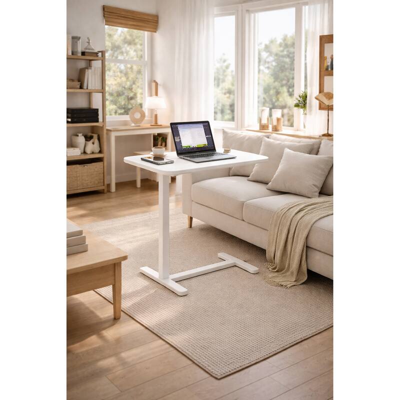 Height-Adjustable Rolling Laptop Cart Sit To Stand Workstation