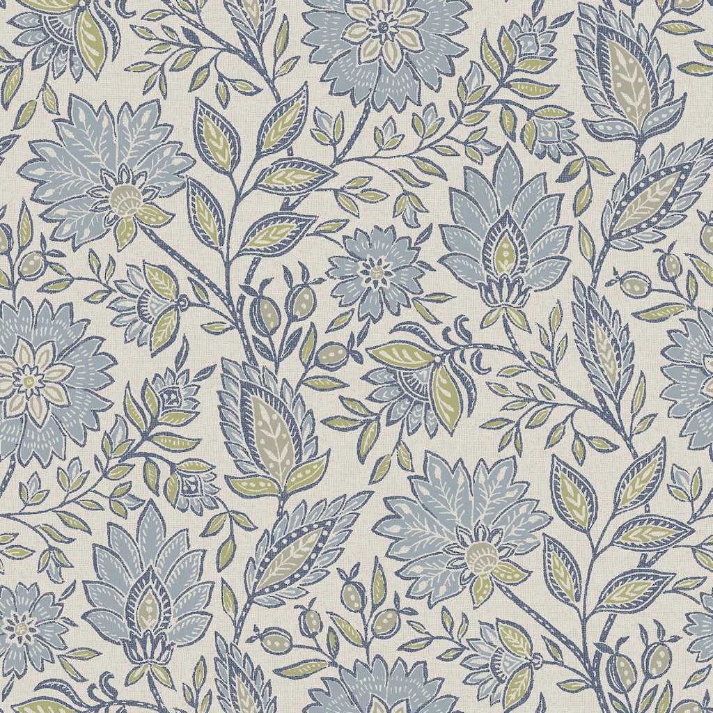 NuWallpaper Waverly Indira Aster Blue Peel and Stick Wallpaper - N/A