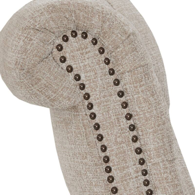 Roomfitters Push Back Recliner Chair, Upholstered Manual Reclining Armchair with Tufted Back and Nailhead Trim, Cream