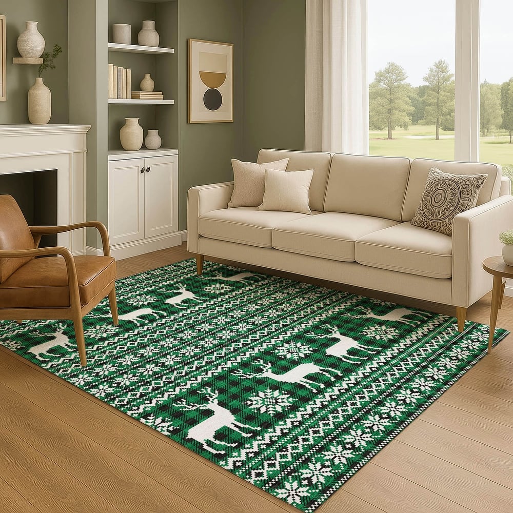 Premium Washable Super Soft Christmas Reindeer Mayfield Rug