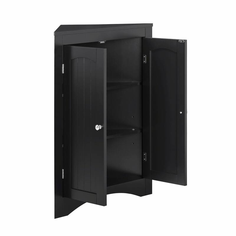 Corner Cabinet with Doors & Shelves: Ideal for Bathroom, Kitchen, or Living Room. Stylish Free-Standing Storage