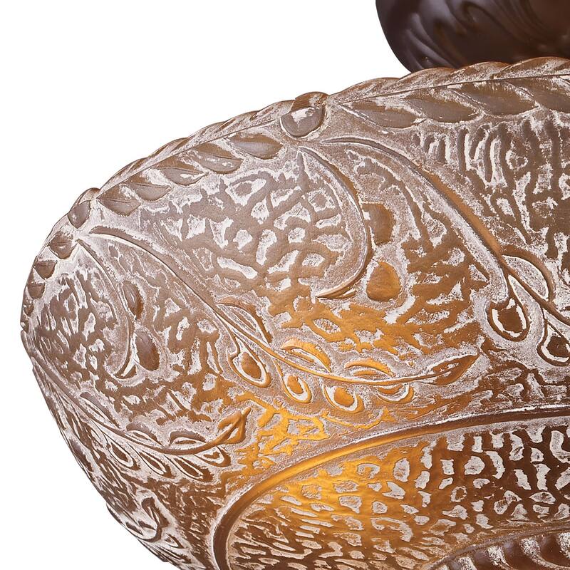 Elk Home Norwich Oiled Bronze With Amber Glass 3 Light Semi Flush