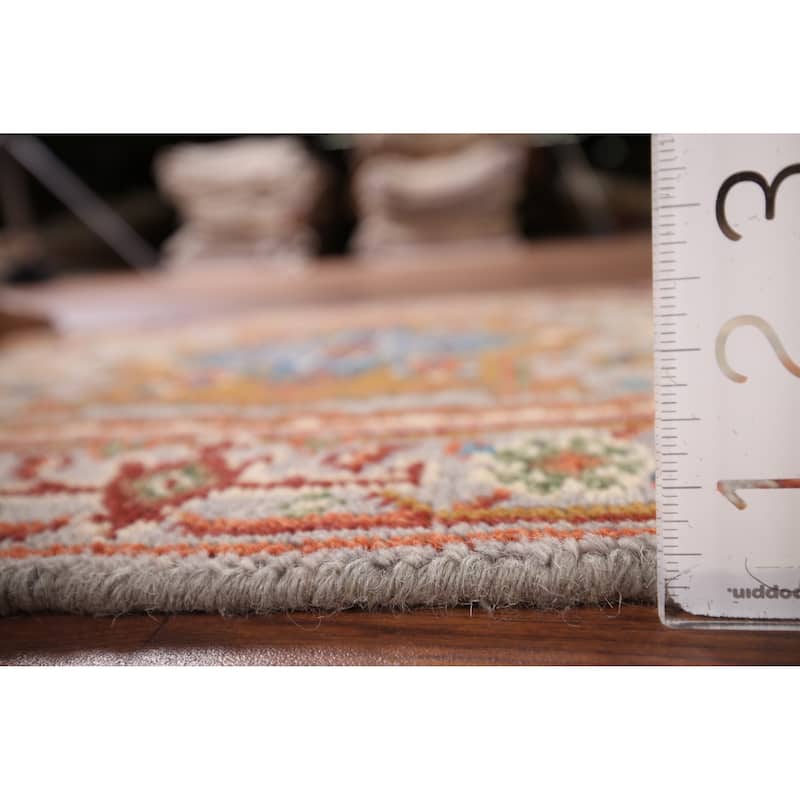 Geometric Heriz Serapi Indian Accent Rug Handmade Grey Wool Carpet - 2'1" x 3'2"